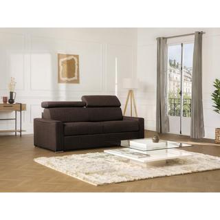 Vente-unique Canapé 4 places convertible express en tissu marron - couchage lattes larges 160 cm - Matelas 22 cm avec mémoire de forme VIZIR  