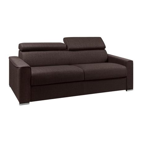 Vente-unique Divano letto 4 posti ribalta doghe larghe memory foam - Letto: 160 cm x 22 cm Tessuto Marrone - VIZIR  