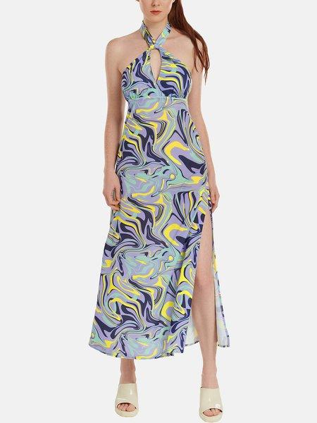 Image of Langes Sommerkleid Palma Damen Violett Bedruckt S