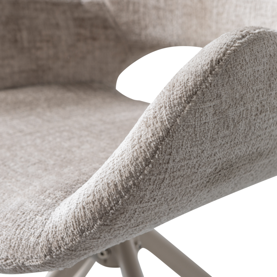 mutoni Chaise de salle à manger Eliva velours structuré sable (lot de 2)  