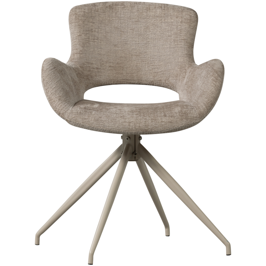 mutoni Chaise de salle à manger Eliva velours structuré sable (lot de 2)  