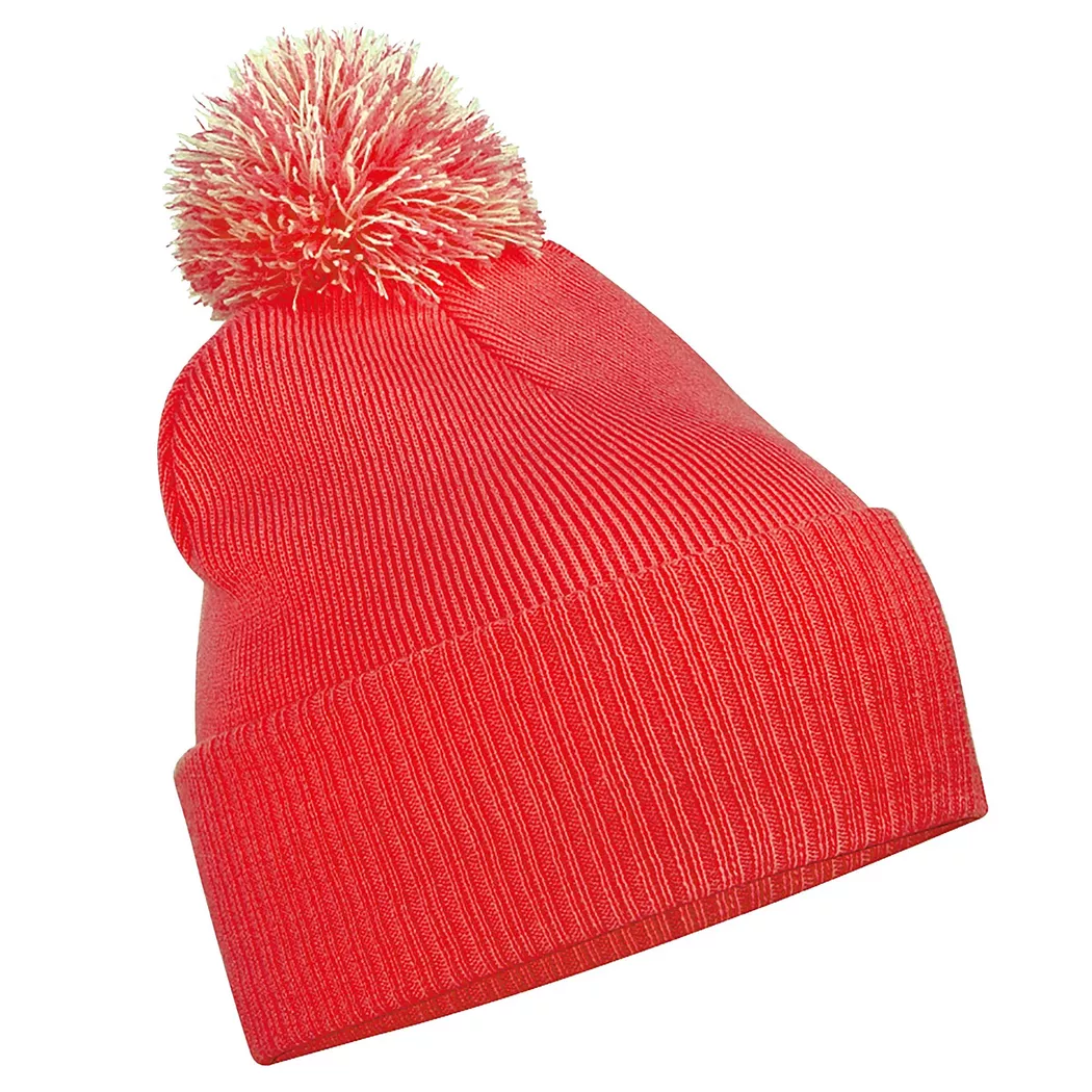 Beechfield - Junior Wintermütze Duo Snowstar Schulbekleidung, One Size, Rosso Multicolore
