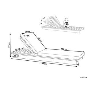 Beliani Lettino Prendisole con Cuscino en Legno d'acacia Classico GRANARI  