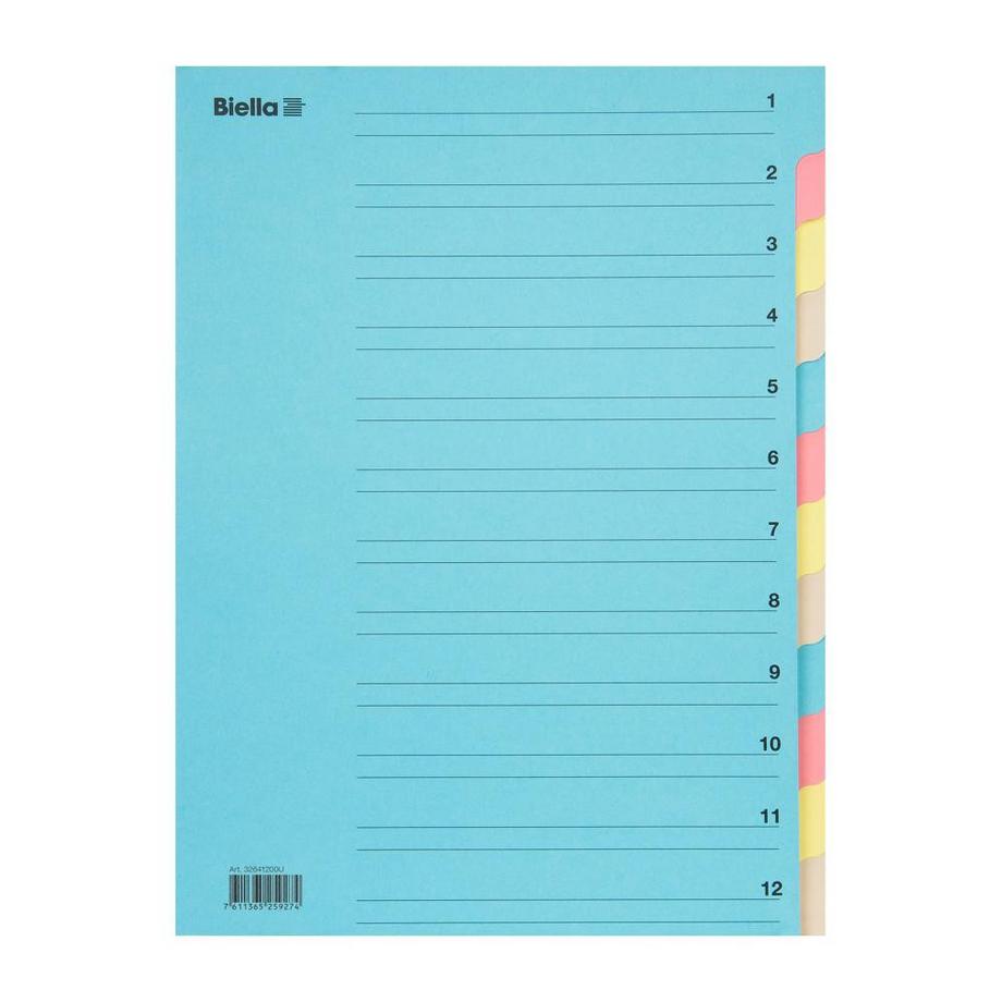 Biella Classeur à 12 compartiments A4 en carton  