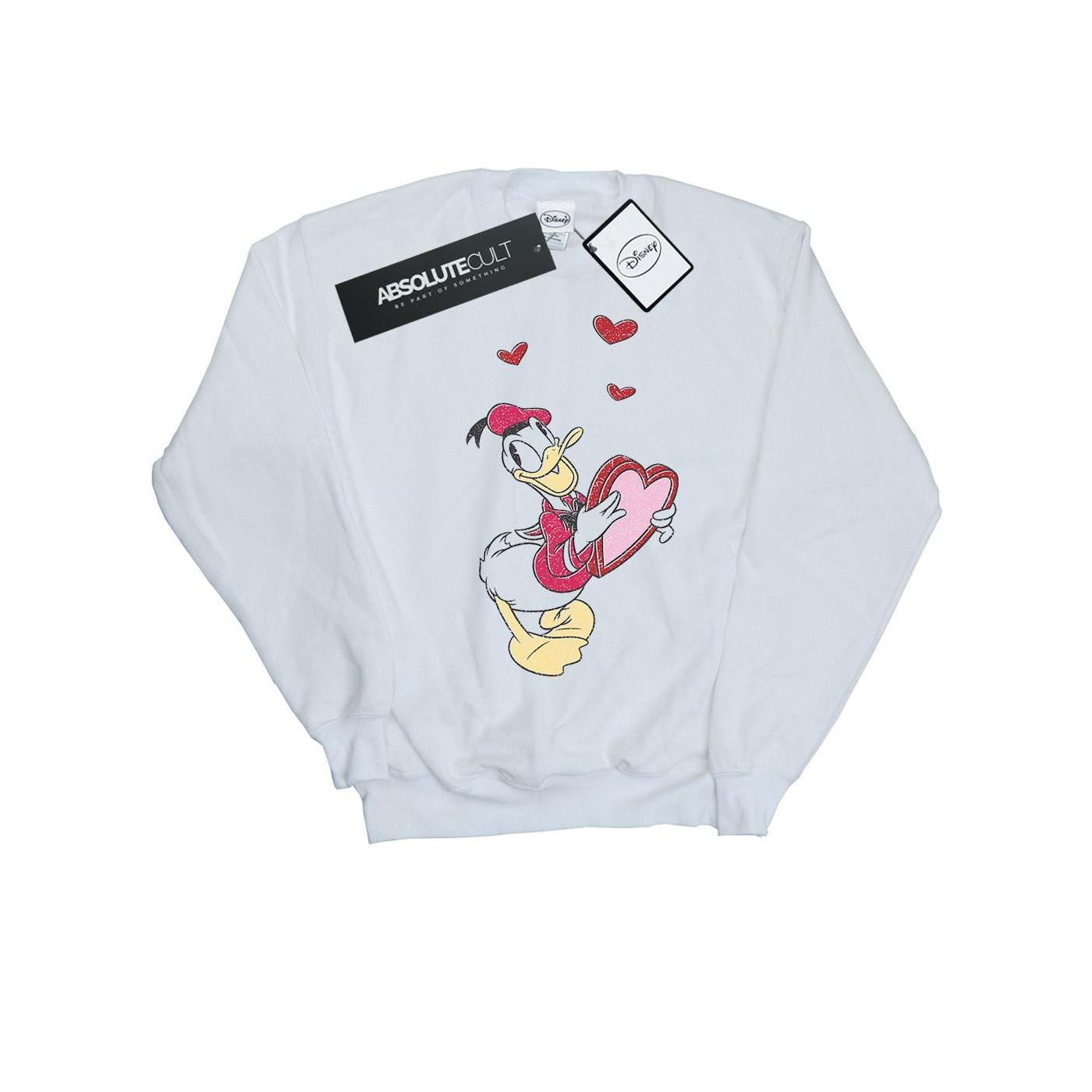 Image of Donald Duck Love Heart Sweatshirt Herren Weiss 3XL