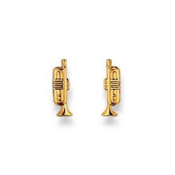 Clous d'oreilles trompette or jaune 750, 11x4mm