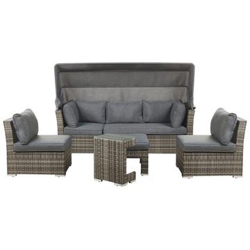 Lounge Set mit Tisch aus PE Rattan Retro CORTE