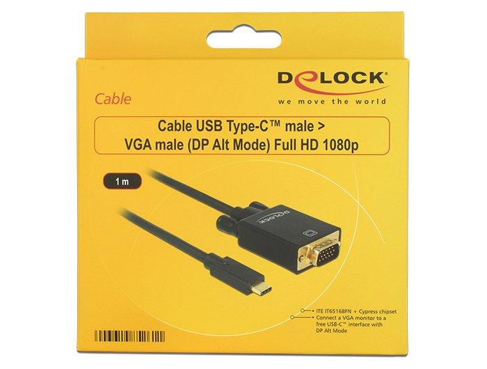 DeLock  DeLOCK 85261 Videokabel-Adapter 1 m USB Typ-C VGA (D-Sub) Schwarz 