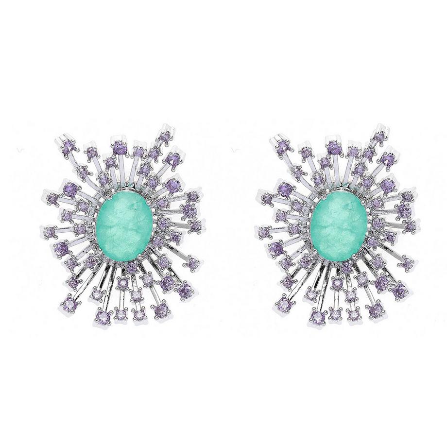 Helllila Schneeflocken-Oval-Steckerohrringe