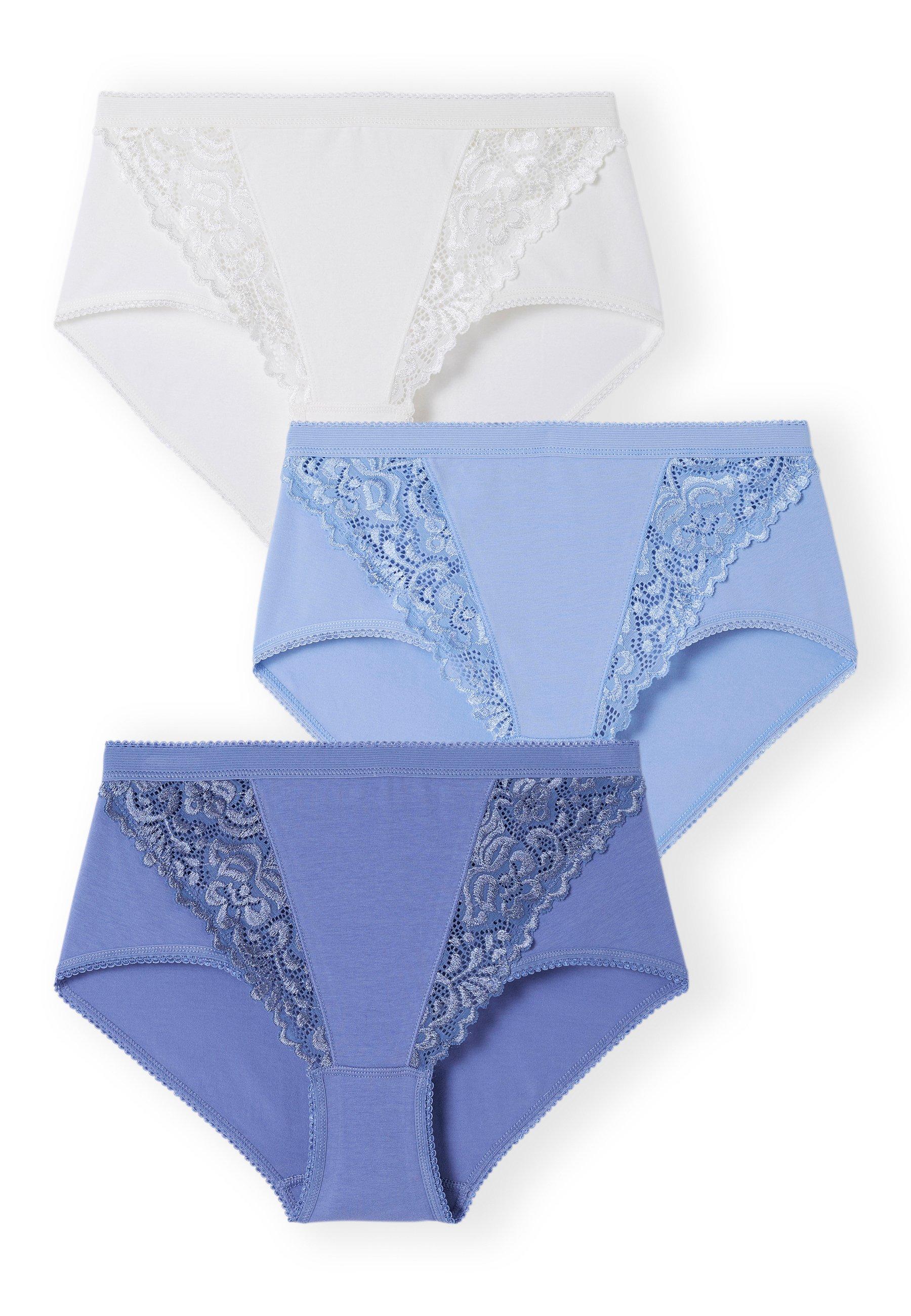 Image of 3er-pack Midi-slips Aus Dehnbarer Baumwolle. Damen Blau 50/52