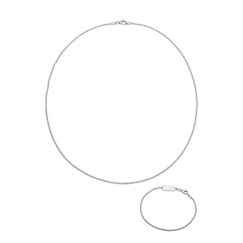 Kuzzoi  Ensemble de Bijoux Kette Armband Kordel Basic 925 Silber 