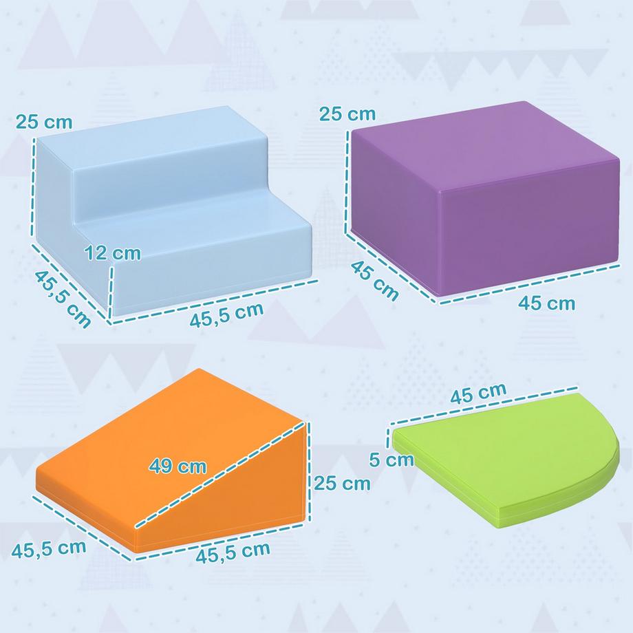 Northio  Softbausteine 4er-Set Schaumstoff Bausteine Riesenbausteine Bauspielzeug für Kinder 1-3 Jahre alt, Kunstleder & EPE 
