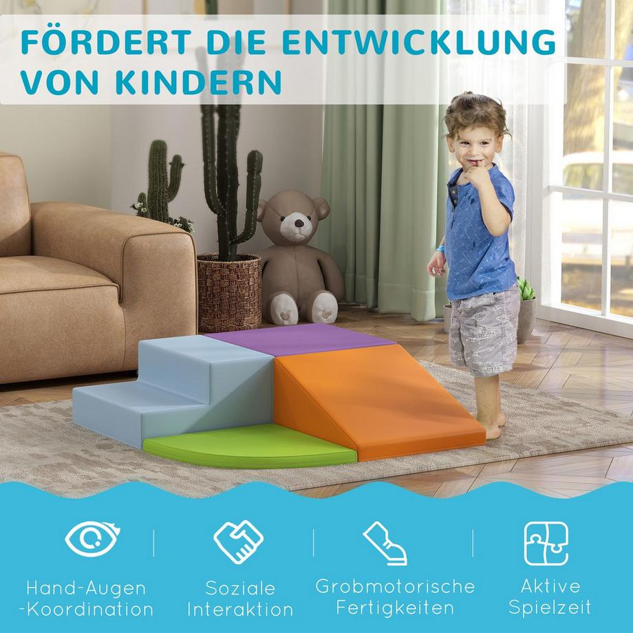 Northio  Softbausteine 4er-Set Schaumstoff Bausteine Riesenbausteine Bauspielzeug für Kinder 1-3 Jahre alt, Kunstleder & EPE 