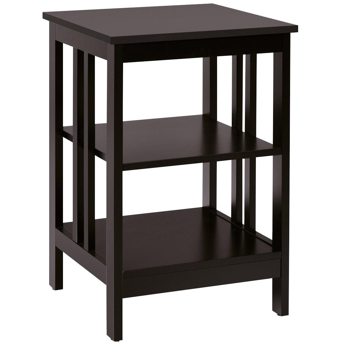 Northix 3 Ebene II-förmig Nachttisch Beistelltisch mit Regal & Stauraum 40 x 40 x 61 cm Kaffee  