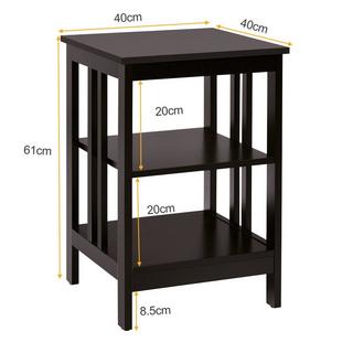 Northix 3 Ebene II-förmig Nachttisch Beistelltisch mit Regal & Stauraum 40 x 40 x 61 cm Kaffee  