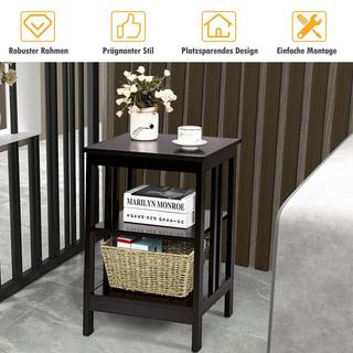 Northix 3 Ebene II-förmig Nachttisch Beistelltisch mit Regal & Stauraum 40 x 40 x 61 cm Kaffee  