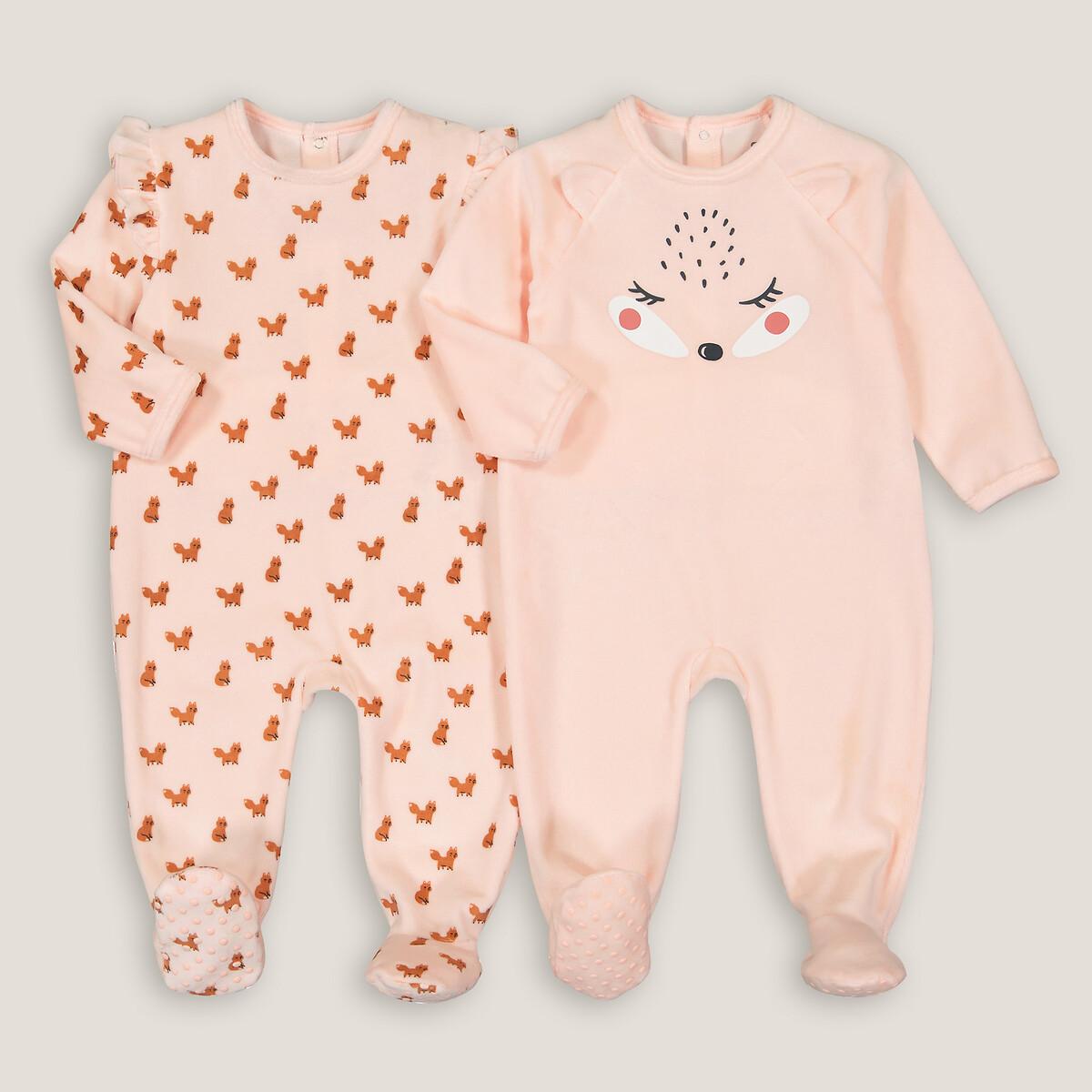 Image of 2er-pack Samt-strampler Unisex Rosa 12 mese