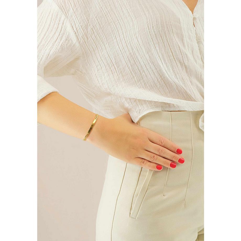 MUAU Schmuck  ID-Bracelet Panzer Gelbgold 750, 4.1mm, 20cm 