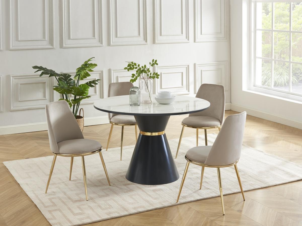 PASCAL MORABITO Lot de 6 chaises en velours et métal doré - Beige - NEBINA de Pascal MORABITO  