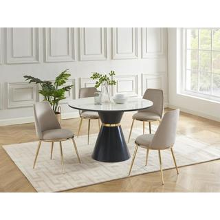 PASCAL MORABITO Lot de 6 chaises en velours et métal doré - Beige - NEBINA de Pascal MORABITO  