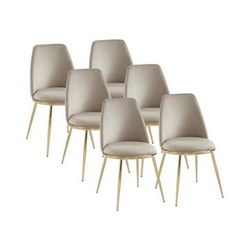 Lot de 6 chaises en velours et métal doré - Beige - NEBINA de Pascal MORABITO