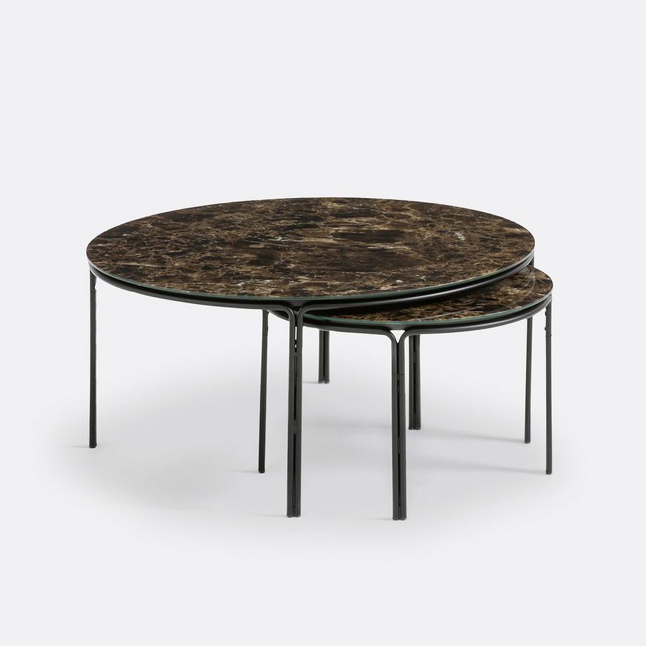 La Redoute Intérieurs Lot de 2 tables basses rondes effet marbre  