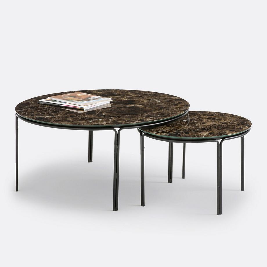 La Redoute Intérieurs Lot de 2 tables basses rondes effet marbre  