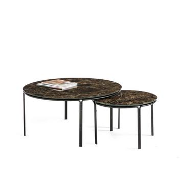 Lot de 2 tables basses rondes effet marbre