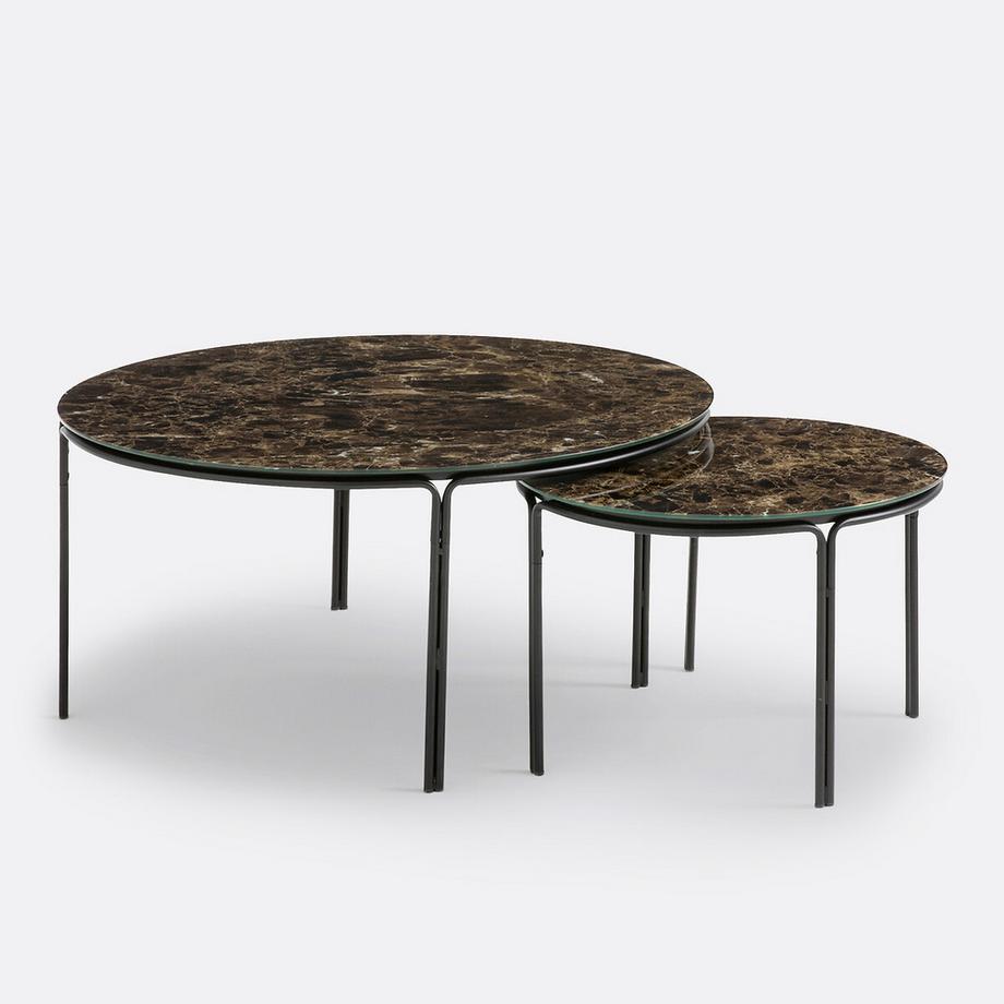 La Redoute Intérieurs Lot de 2 tables basses rondes effet marbre  