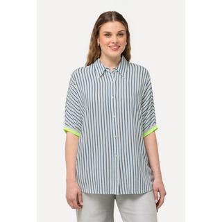 Ulla Popken  Camicia dal taglio oversize in misto lino con collo da camicia e mezze maniche 