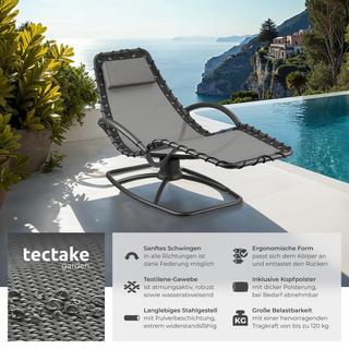 Tectake Chaise longue de jardin TOULON ergonomique avec mouvement de balancement confortable  
