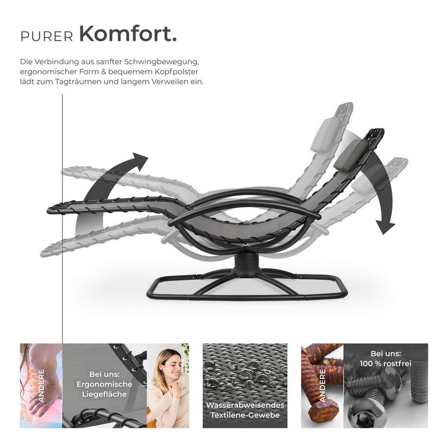 Tectake Gartenliege Toulon ergonomisch, mit Komfort-Schwingbewegung bequeme Armlehnen mit Schaumstoffpolsterung  