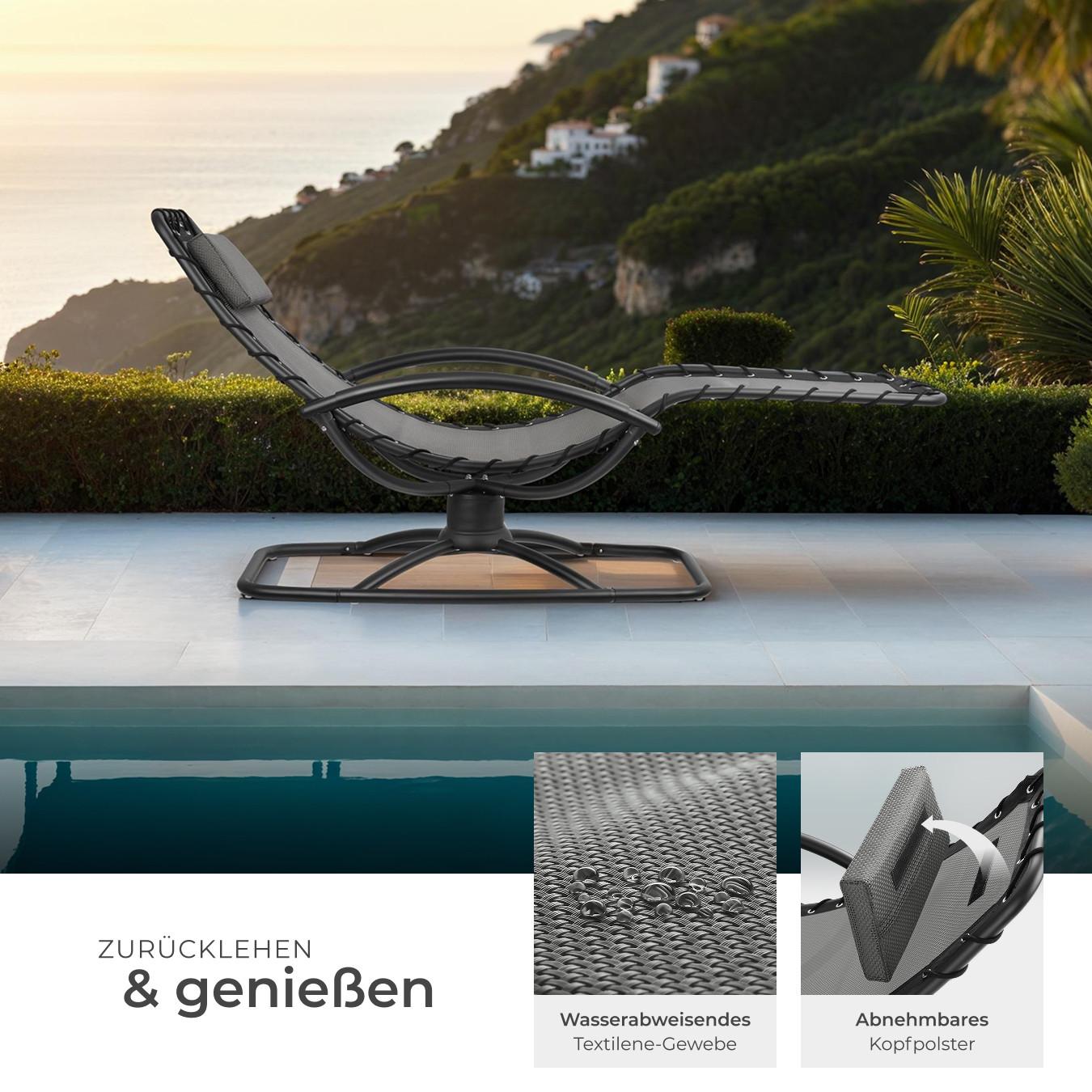 Tectake Chaise longue de jardin TOULON ergonomique avec mouvement de balancement confortable  