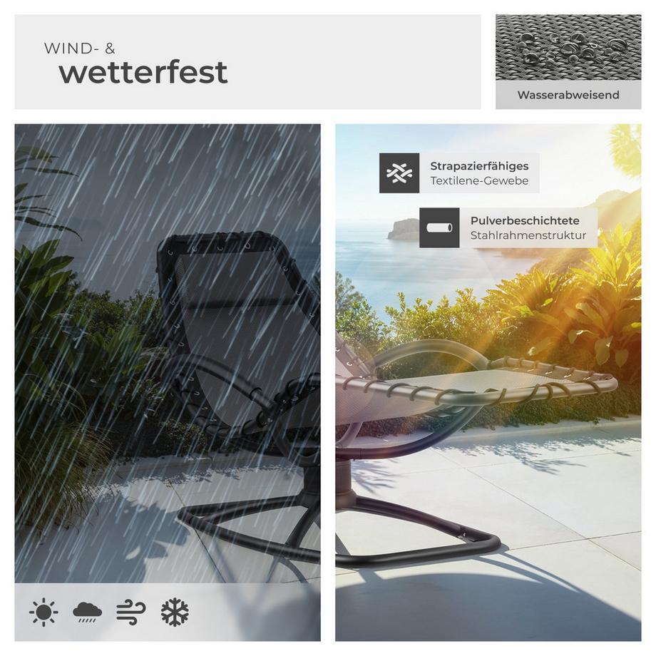 Tectake Gartenliege Toulon ergonomisch, mit Komfort-Schwingbewegung bequeme Armlehnen mit Schaumstoffpolsterung eine Liege  