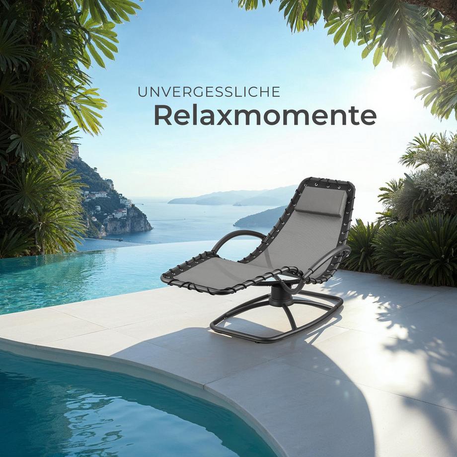 Tectake Gartenliege Toulon ergonomisch, mit Komfort-Schwingbewegung bequeme Armlehnen mit Schaumstoffpolsterung eine Liege  