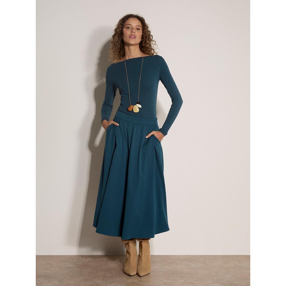 APRICOT Jupe midi en sergé brossé silhouette A  