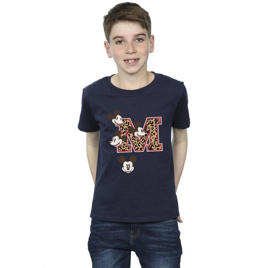 MICKEY MOUSE Leopard Print M T-Shirt  