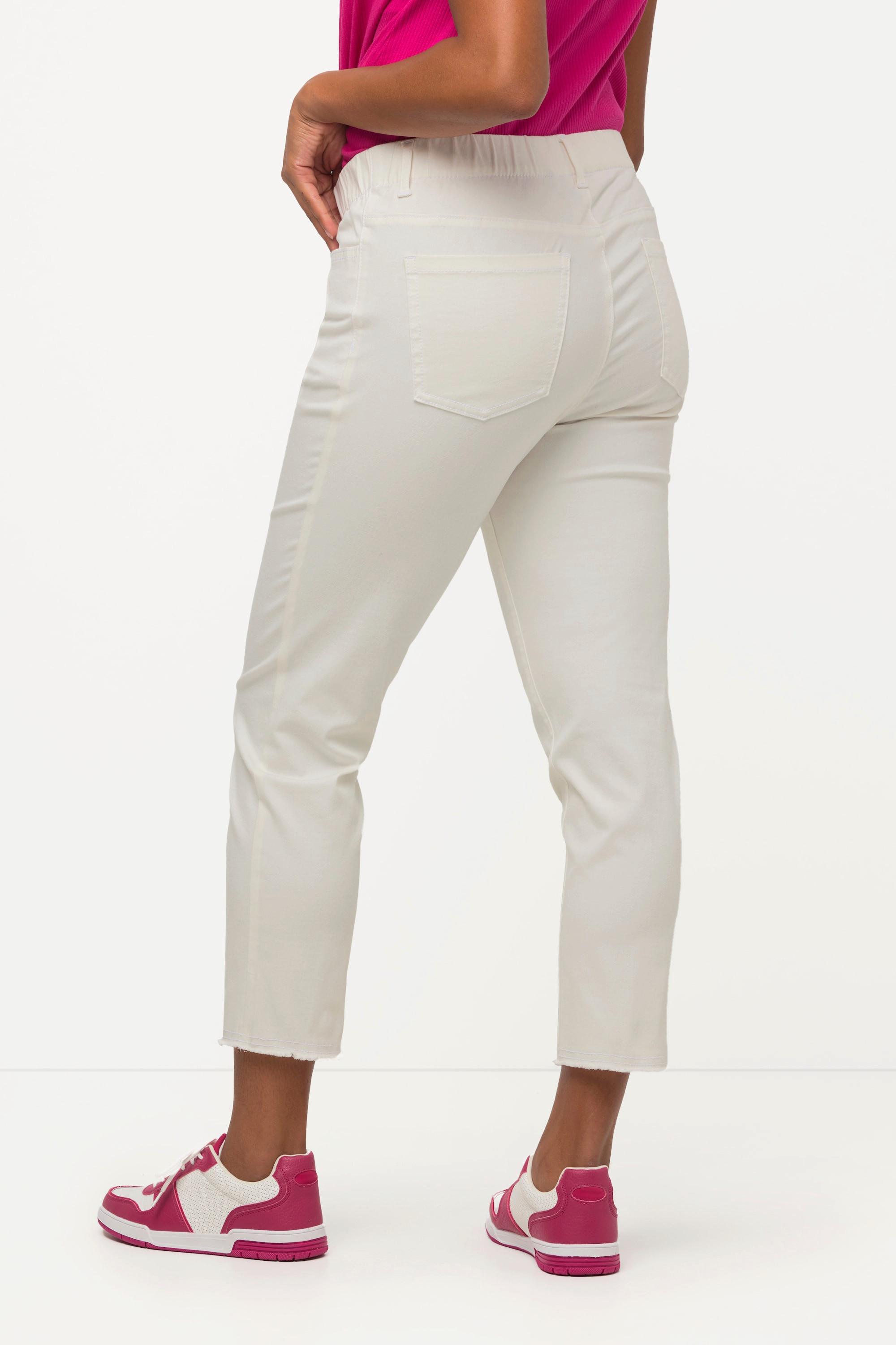 Ulla Popken  Pantalon 7/8 Sienna. Jambe étroite et ourlet frangé 