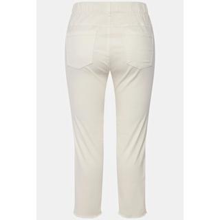 Ulla Popken  Pantalon 7/8 Sienna. Jambe étroite et ourlet frangé 