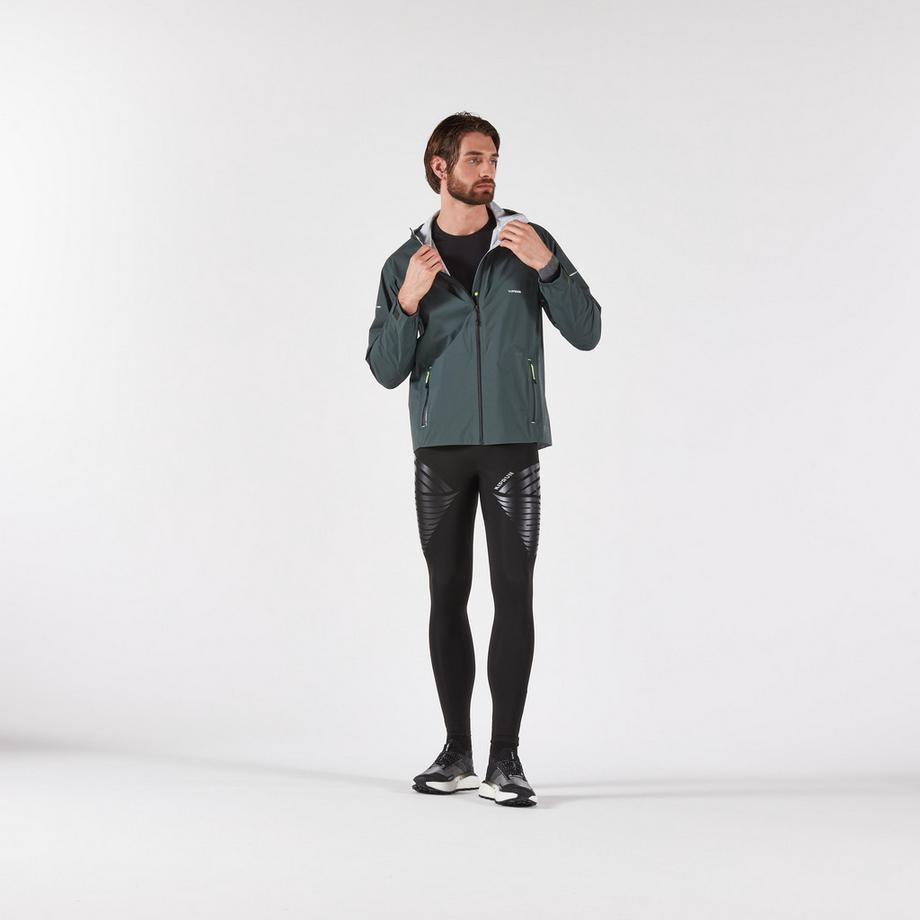 Veste de running imperméable et respirante Homme, KIPRUN run 900 kaki