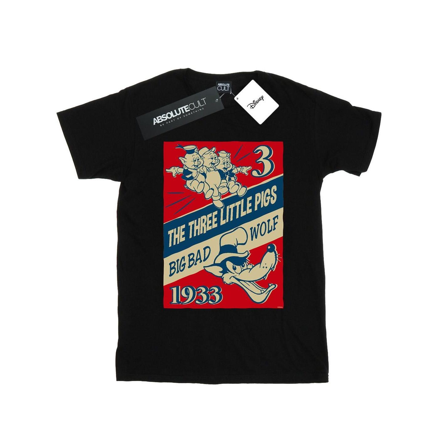 Image of Three Little Pigs And The Big Bad Wolf Tshirt Damen Schwarz S