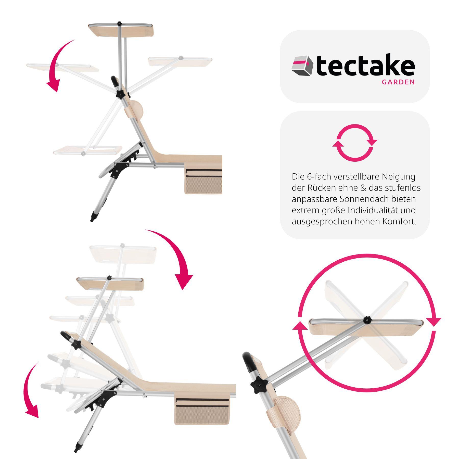 Tectake Bain de soleil Aurelie en aluminium, 6 positions  