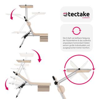 Tectake Sonnenliege mit Aluminiumgestell, stufenlos verstellbares Sonnendach  