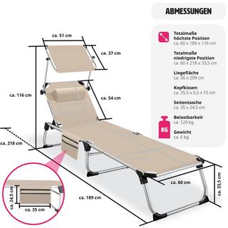 Tectake Bain de soleil Aurelie en aluminium, 6 positions  