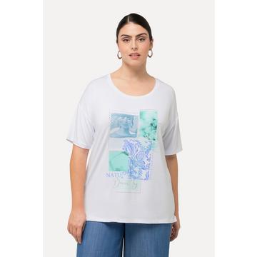 T-shirt avec petites pierres fantaisie et mélange d'imprimés. Col rond et manches courtes.