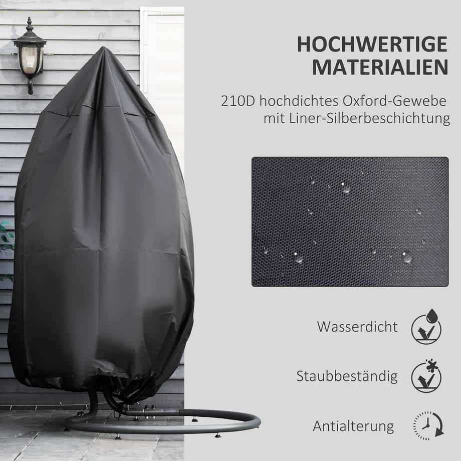 Northio Hängesessel Schutzhülle Wasserdichte Abdeckung Aus 210D Oxford, Outdoor Geeignet Für Hängekorb, Ø115 X 190H Cm  