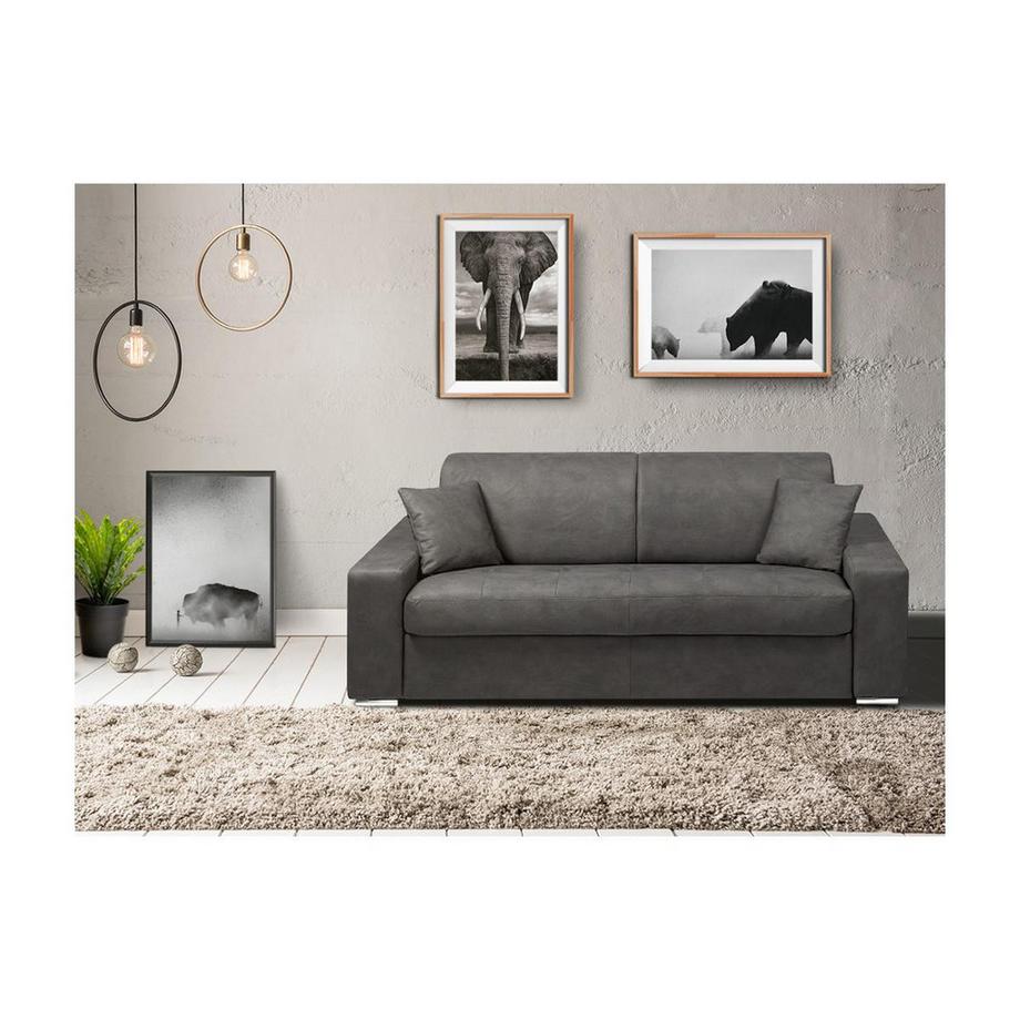 Vente-unique Canapé 3 places conible express en tissu EMIR Couchage 1Matelas  