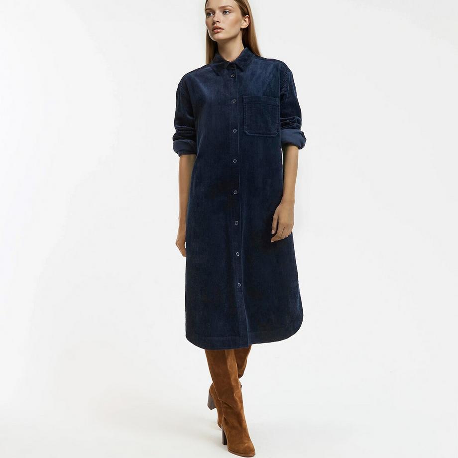 La Redoute Collections Robe droite en velours côtelé longueur midi  