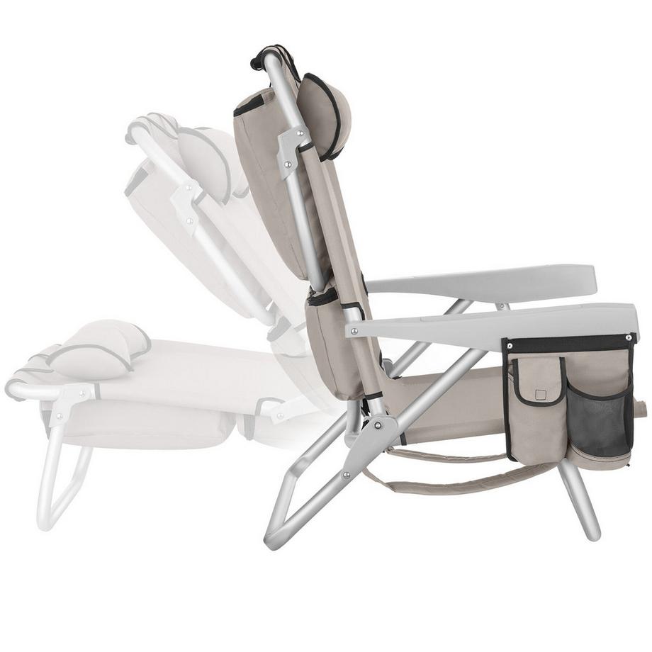 Tectake Strandstuhl Aluminium klappbar mit Rucksackfunktion, wasserabweisender Polyesterbezug, 63x62x78cm  