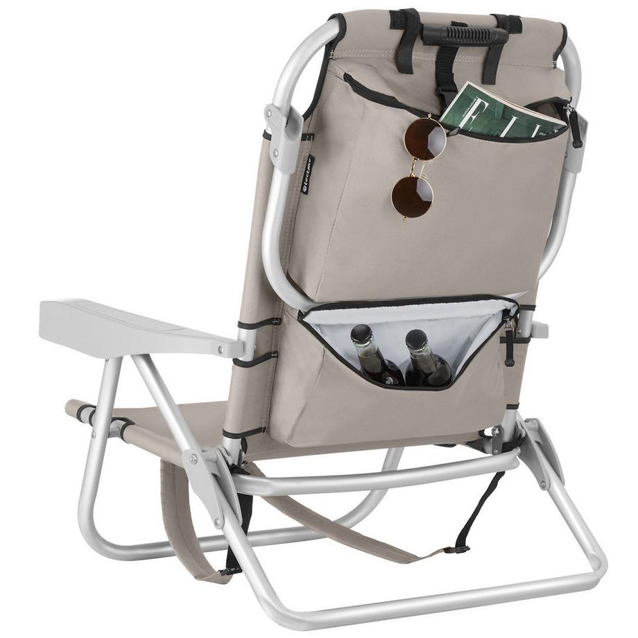 Tectake Strandstuhl Aluminium klappbar mit Rucksackfunktion, wasserabweisender Polyesterbezug, 63x62x78cm  